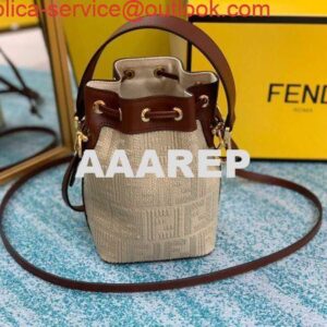 Replica Fendi 8BS010 Mon Tresor Leather And Canvas Mini Bag Beige