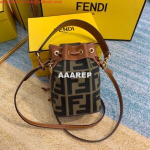 Replica Fendi 8BS010 Mon Tresor Leather And Canvas Mini Bag Green