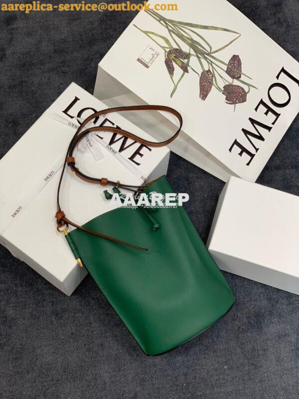 Replica Loewe Gate Bucket 66088 Green/Pecan 4