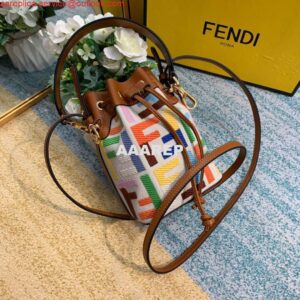 Replica Fendi 8BS010 Mon Tresor Leather And Canvas Mini Bag Multicolour 2