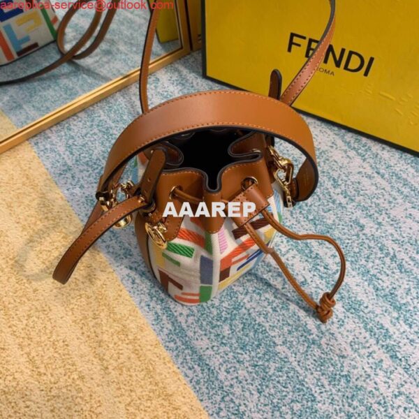 Replica Fendi 8BS010 Mon Tresor Leather And Canvas Mini Bag Multicolour 3