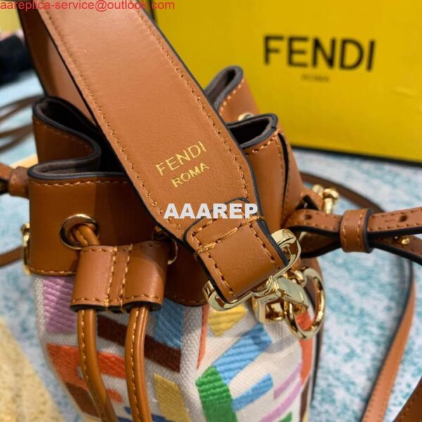 Replica Fendi 8BS010 Mon Tresor Leather And Canvas Mini Bag Multicolour 7