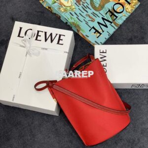 Replica Loewe Gate Bucket 66088 Red/Pecan 2