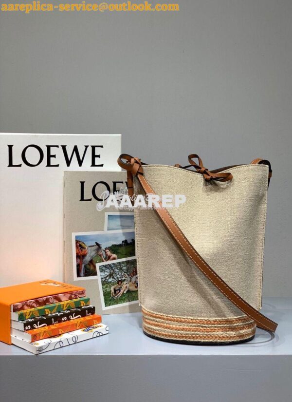 Replica Loewe Gate Bucket in Canvas 66088 Beige 3