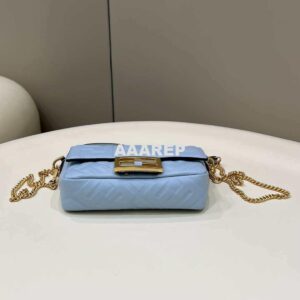 Replica Fendi 8BS017 Baguette Mini Blue leather 0135 bag 2