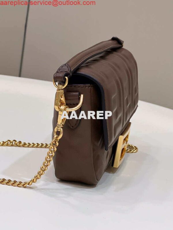 Replica Fendi 8BS017 Baguette Mini Dark Brown leather 0135 bag 5
