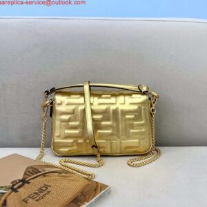 Replica Fendi 8BS017 Baguette Mini Gold leather 0135 bag 2