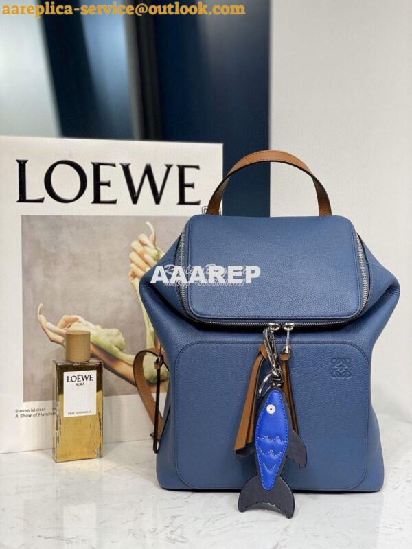 Replica Loewe Goya Small Backpack 66019 Blue/Pecan 3