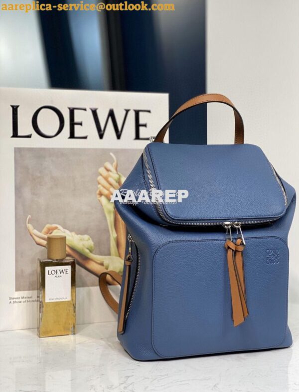 Replica Loewe Goya Small Backpack 66019 Blue/Pecan 5