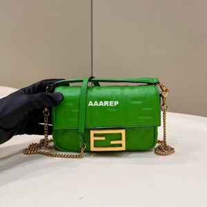 Replica Fendi 8BS017 Baguette Mini Green leather 0135 bag 2