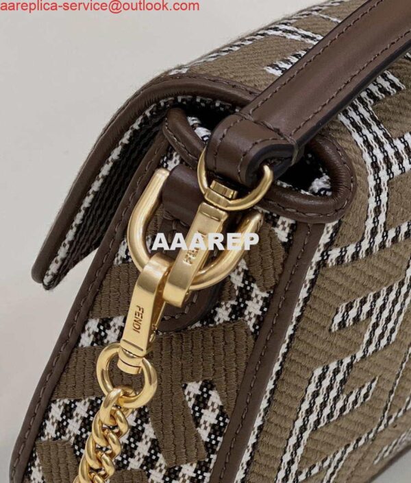 Replica Fendi 8BS017 Mini Baguette Brown houndstooth wool bag with FF embroidery 8588S 5