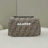 Replica Fendi 8BS017 Mini Baguette Brown houndstooth wool bag with FF embroidery 8588S