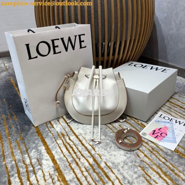 Replica Loewe Horseshoe Bag in Nappa Calf Leather White 446748 3