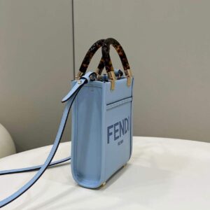 Replica Fendi 8BS051 Mini Sunshine Blue laminated leather shopper 2