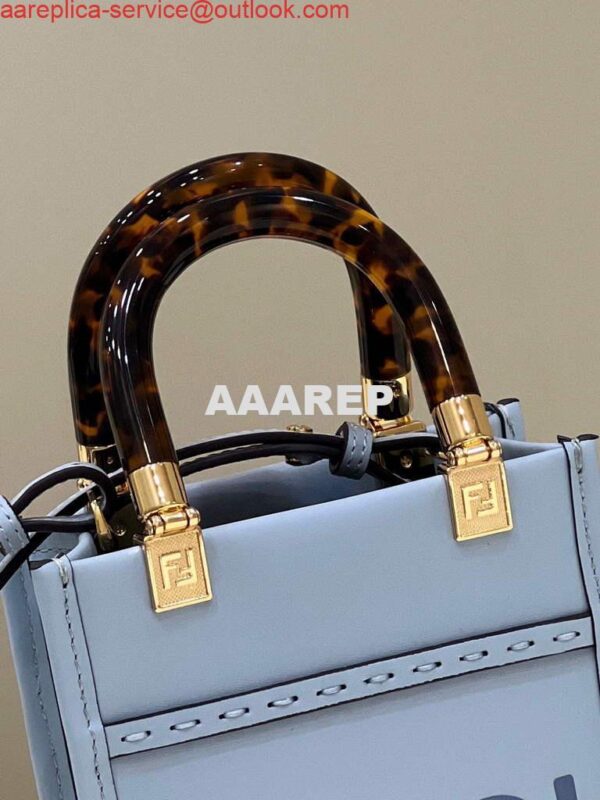 Replica Fendi 8BS051 Mini Sunshine Blue laminated leather shopper 4