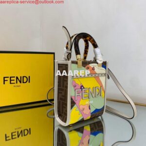 Replica Fendi 8BS051 Mini Sunshine Brown FF printed fabric mini bag 2