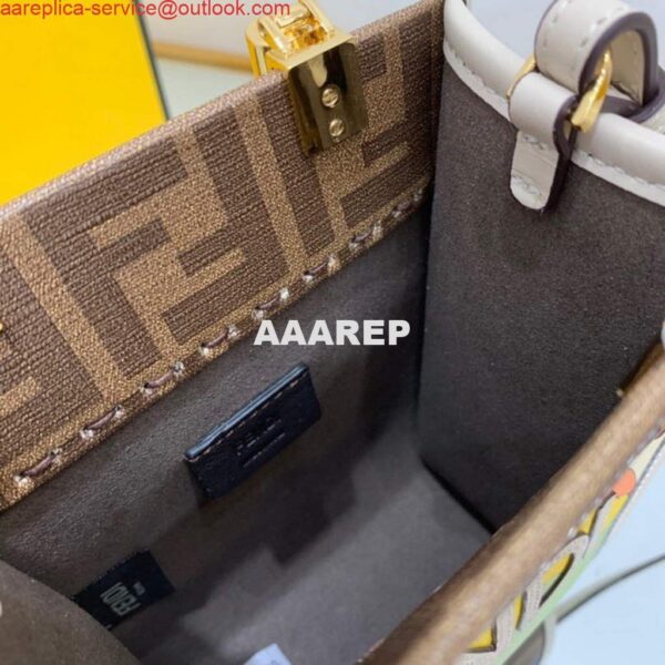 Replica Fendi 8BS051 Mini Sunshine Brown FF printed fabric mini bag 6