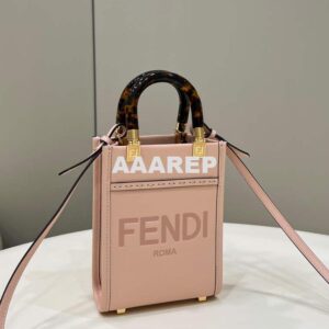 Replica Fendi 8BS051 Mini Sunshine Pink laminated leather shopper