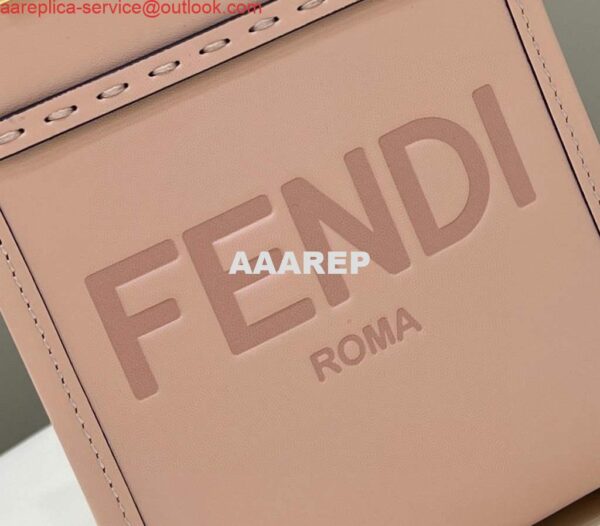 Replica Fendi 8BS051 Mini Sunshine Pink laminated leather shopper 4