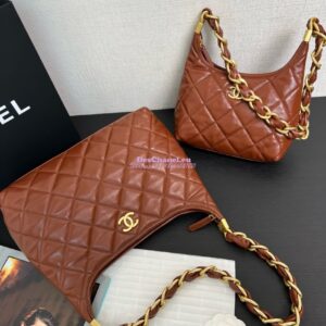 Replica Chanel Small Hobo Bag Shiny Lambskin AS4922 Brown 2