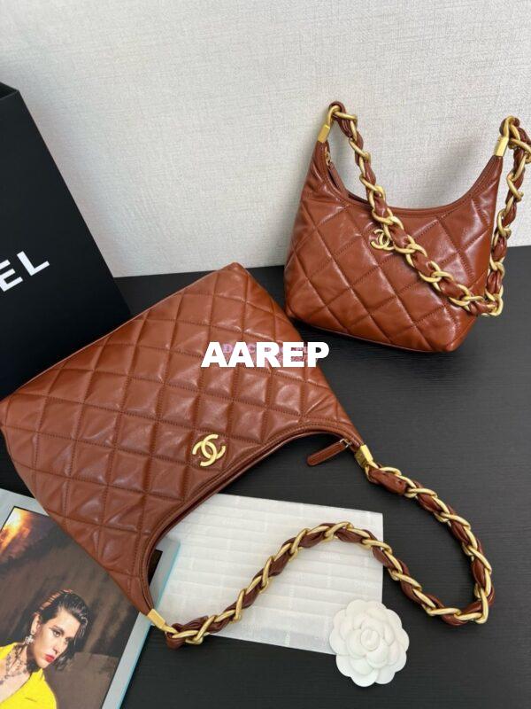 Replica Chanel Small Hobo Bag Shiny Lambskin AS4922 Brown 2