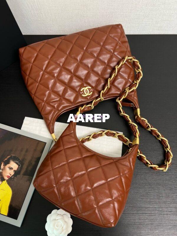 Replica Chanel Small Hobo Bag Shiny Lambskin AS4922 Brown 3
