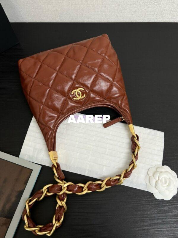 Replica Chanel Small Hobo Bag Shiny Lambskin AS4922 Brown 4