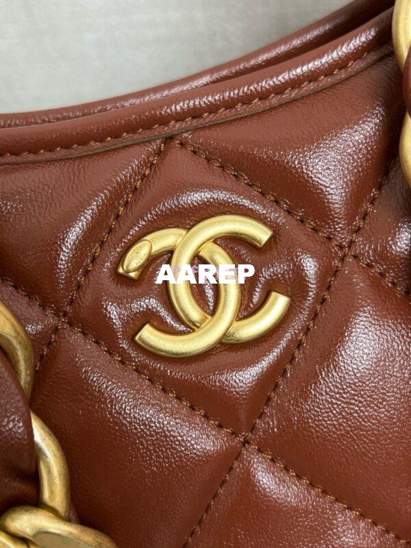 Replica Chanel Small Hobo Bag Shiny Lambskin AS4922 Brown 5