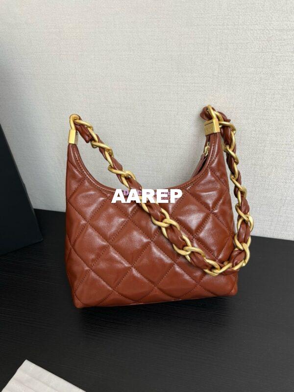 Replica Chanel Small Hobo Bag Shiny Lambskin AS4922 Brown 8