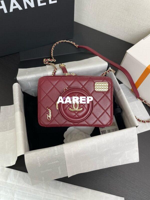 Replica Chanel Limited Edition Camera Bag Burgundy Lambskin Light Gold Hardware AS4817 3