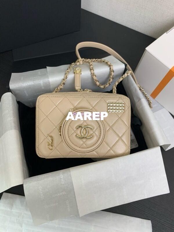 Replica Chanel Limited Edition Camera Bag Beige Lambskin Light Gold Hardware AS4817 3