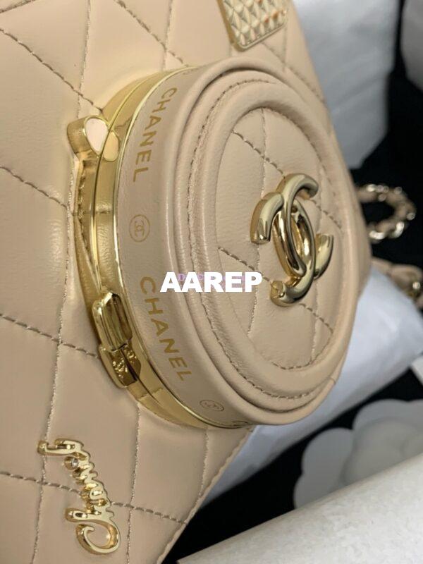Replica Chanel Limited Edition Camera Bag Beige Lambskin Light Gold Hardware AS4817 7
