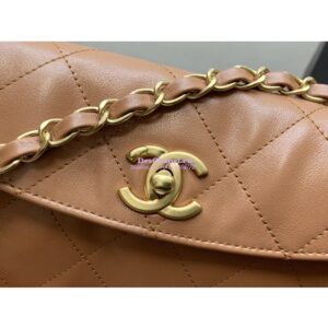 Replica Chanel 24SS Large Hobo Handbag Shiny Calfskin AS4668 Camel 2