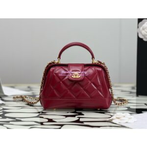 Replica Chanel 24P Shiny Lambskin Mini Bag With Top Handle AS4958 Red