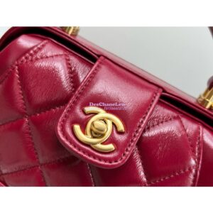 Replica Chanel 24P Shiny Lambskin Mini Bag With Top Handle AS4958 Red 2