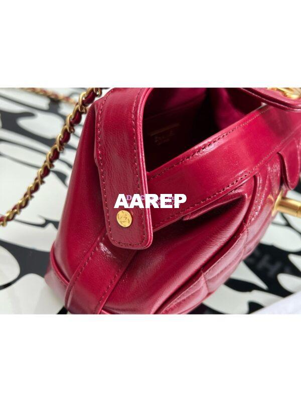 Replica Chanel 24P Shiny Lambskin Mini Bag With Top Handle AS4958 Red 7