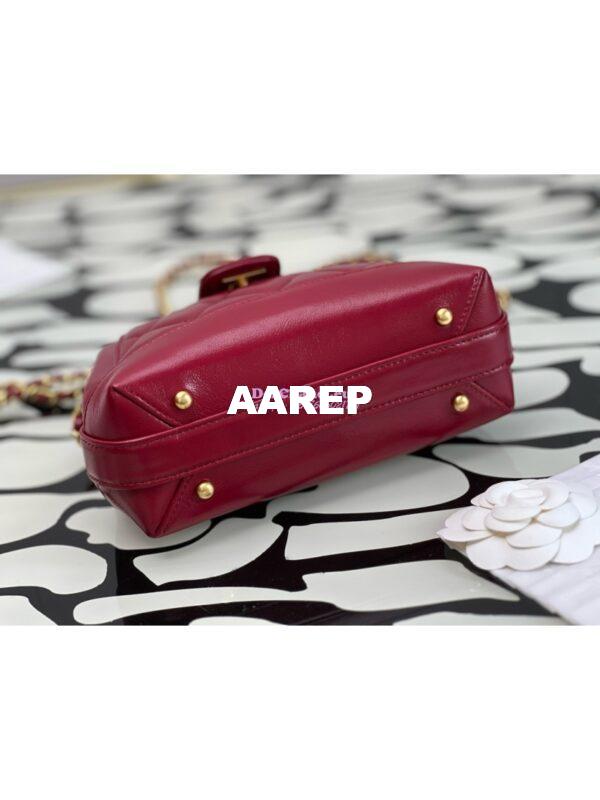 Replica Chanel 24P Shiny Lambskin Mini Bag With Top Handle AS4958 Red 9