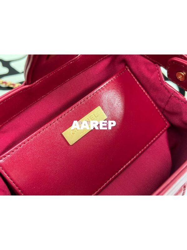 Replica Chanel 24P Shiny Lambskin Mini Bag With Top Handle AS4958 Red 11