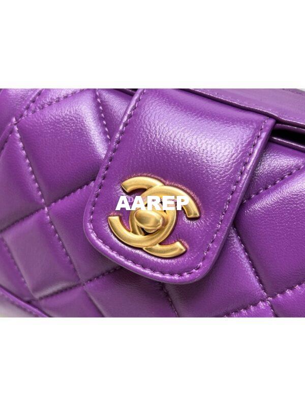 Replica Chanel 24P Shiny Lambskin Mini Bag With Top Handle AS4958 Purple 4
