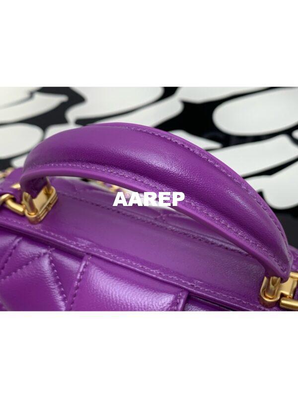 Replica Chanel 24P Shiny Lambskin Mini Bag With Top Handle AS4958 Purple 6