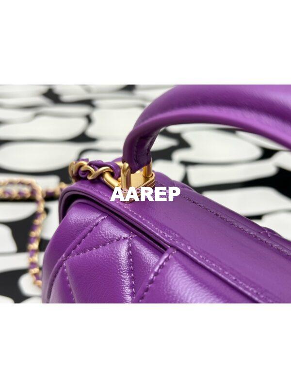 Replica Chanel 24P Shiny Lambskin Mini Bag With Top Handle AS4958 Purple 7