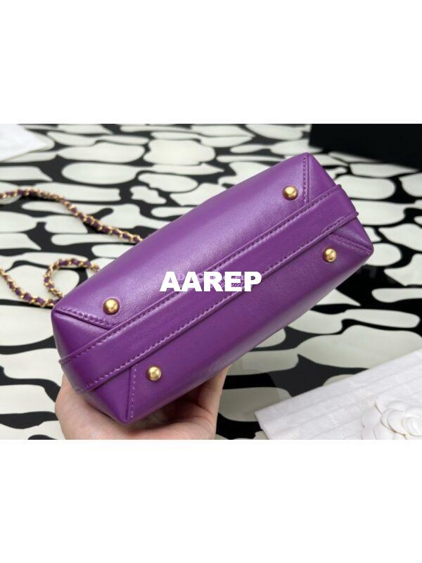 Replica Chanel 24P Shiny Lambskin Mini Bag With Top Handle AS4958 Purple 10