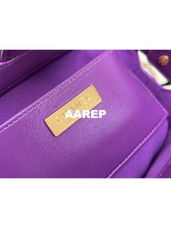 Replica Chanel 24P Shiny Lambskin Mini Bag With Top Handle AS4958 Purple 11