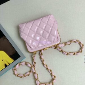 Replica Chanel Clutch With Chain Patent Crumpled Lambskin & Shiny Lambskin AP4028 Pink 2