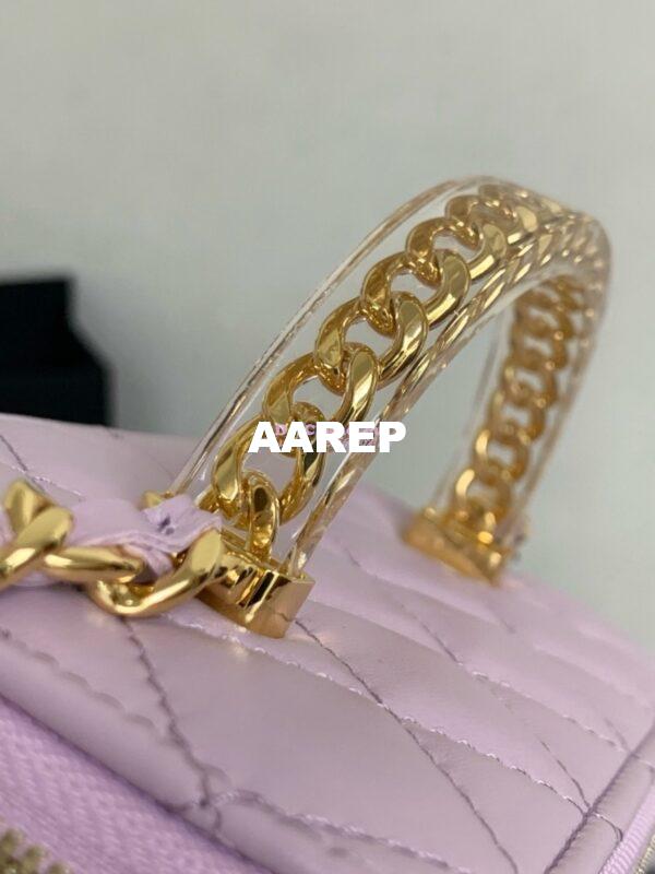Replica Chanel Lambskin Clutch With Chain with Resin Gold Handle AP3768 Light Pink 9