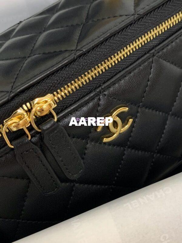 Replica Chanel Lambskin Clutch With Chain with Resin Gold Handle AP3768 Black 5
