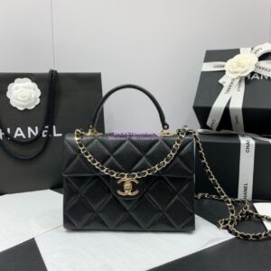 Replica Chanel 24SS Caviar Quilted Mini Retro Twist Top Handle Flap AS4711