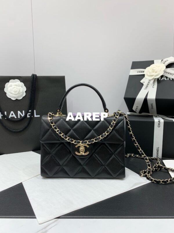 Replica Chanel 24SS Caviar Quilted Mini Retro Twist Top Handle Flap AS4711 3