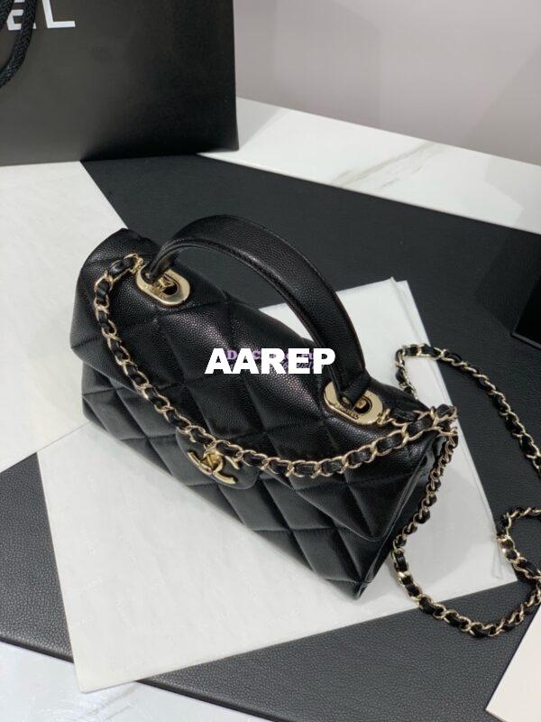 Replica Chanel 24SS Caviar Quilted Mini Retro Twist Top Handle Flap AS4711 6