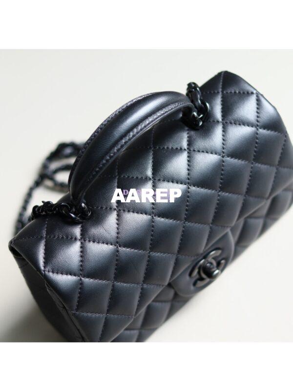 Replica Chanel Lambskin Mini Flap Bag With Top Handle All Black AS2431 6